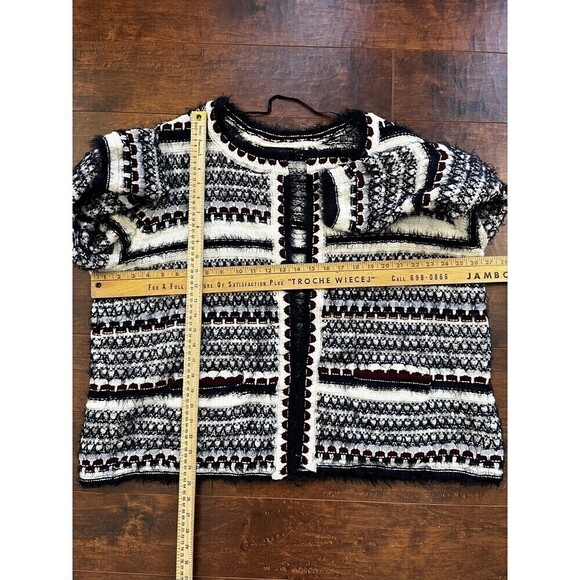 Lane Bryant Open Front Cardigan Sweater Eyelash Knit Ivory Blue Burgundy 22/24 - Picture 7 of 7